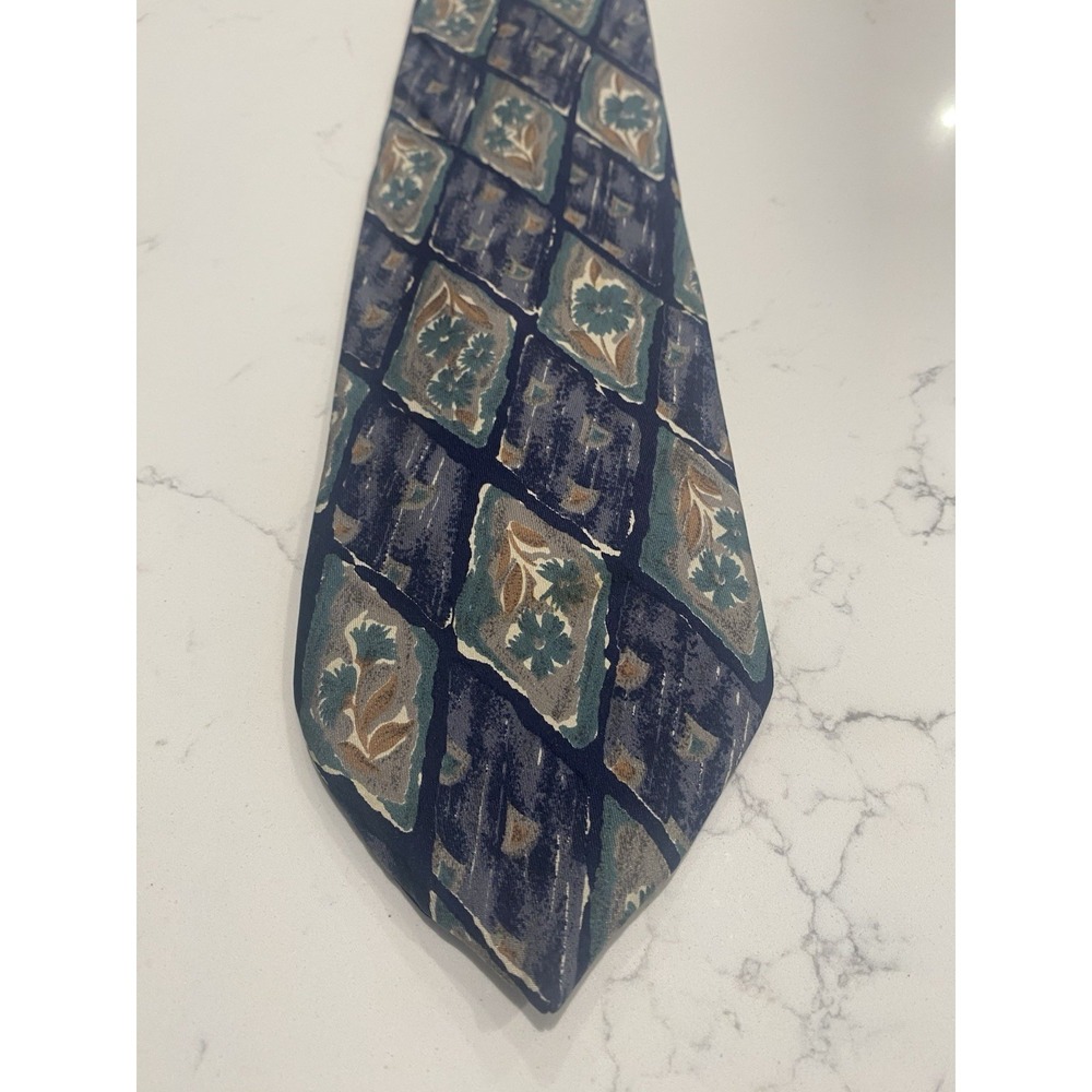 Vtg Loosen Up Superba Tie 80s 90s Italian Silk Geometric Abstract Dark Academia